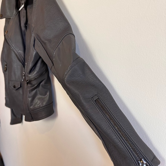 Blank NYC Leather Jacket Coat Grey Size L - Picture 2 of 11